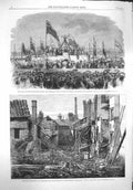 Original Old Antique Print 1862 Earl Mount Edgcumbe Devonport Hospital Fire