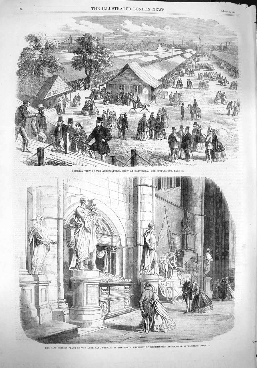 Antique Old Print *3819 1862 Agricultural Show Battersea Canning Westminster