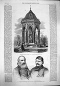 Original Old Antique Print 1862 Drinking Fountain Victoria Park Yohanan Yiskhak
