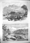 Original Old Antique Print 1862 War America Fort Pillow Mississippi Civil Wars