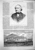 Original Old Antique Print 1862 Major-General Robert Bruce Fort Acapulco Mexico