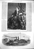 Original Old Antique Print 1862 Lucy Anderson Pianist Federal Gun-Boat Ship