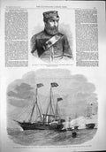 Original Old Antique Print 1862 Pixley Victoria Rifles Osborne Royal Ship 19th