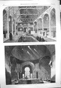 Original Old Antique Print 1862 Turkish Baths Jermyn Street Meshlakh Victorian
