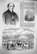 Original Old Antique Print 1862 Archbishop Armagh Palace Burghley Park Stamford