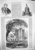 Original Old Antique Print 1862 Layer Marney Tower Essex Staley Bishop Honolulu