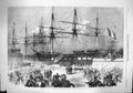 Original Old Antique Print 1862 Cherbourg Ships Departure Reinforcements Mexico