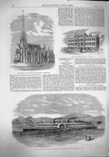 Original Old Antique Print 1862 Church Meessiah Cancer Hospital Steamer Stanley