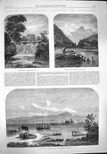 Old Antique Print 1862 Angling Fishing Scotland Loch Leven Salmon River 19th