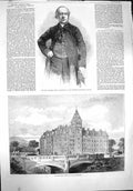 Original Old Antique Print 1862 Charles Prest Wesleyan Methodist Hotel Malvern