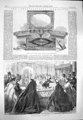 Old Antique Print 1862 Piping Bullfinch Swiss Court Dressing-Case Howell 19th