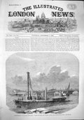 Original Old Antique Print 1862 Thames Embankment Duke Buccleuch Mansion 19th