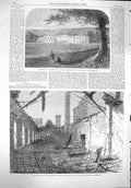 Old Antique Print 1862 Addington House Surrey Canterbury Liverpool Fire 19th