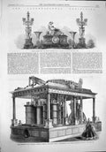 Old Antique Print 1862 Clock Candelabra Blast-Engines Lilleshall Shiffnal 19th