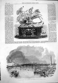 Original Old Antique Print 1862 Doncaster Cup Regatta Clydesdale Rowing 19th