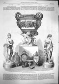 Original Old Antique Print 1862 International Exhibition Group Articles 19th