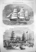 Original Old Antique Print 1862 Australian Clipper Ship Royal Family Sandridge