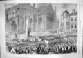 Original Old Antique Print 1862 Memorial Statue Herbert Ingram Market Boston