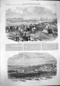 Original Old Antique Print 1862 Colours Victoria Rifles Montreal Canada Smyrna