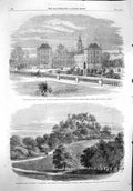 Old Antique Print 1862 Queen Germany Ducal Palace Church Coburg Chateau 19th