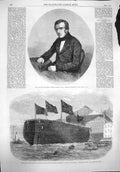 Original Old Antique Print 1862 Benjamin Collins Brodie Woolwich Ship Caledonia