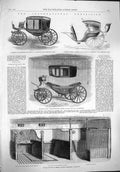 Original Old Antique Print 1862 Hansom Cab Carriage Transport Stable Fu 19th