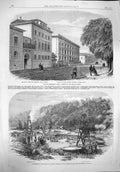 Original Old Antique Print 1862 Darmstadt Palace Hesse Oil-Springs Tarr F 19th