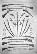 Original Old Antique Print 1862 Small Arms International Exhibition Sword Rifle