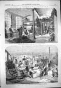 Original Old Antique Print 1862 Soup Kitchen Moseley Street Manchester England