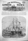 Original Old Antique Print 1862 War Ship H.M.S. Doris London Bay Naples Prince