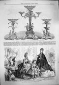 Original Old Antique Print 1862 Paris Fashion Testimonial Andrew Scott Waugh