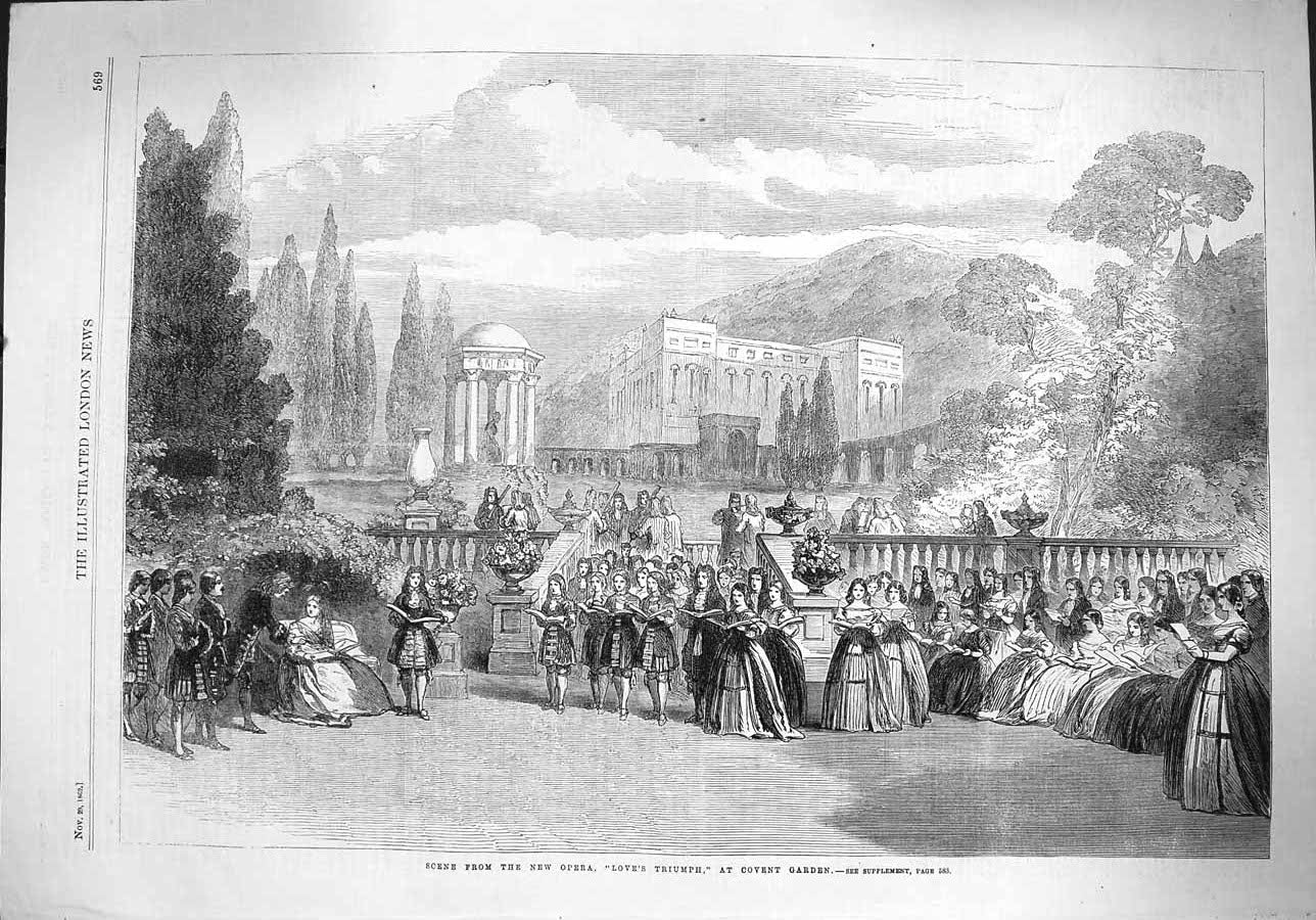 Antique Old Print *3820 1862 Scene Opera Love'S Triumph Covent Garden Theatre