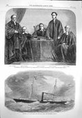 Old Antique Print 1862 Bishop Huron Montreal Ontario Ship Flora Dudgeon 19th