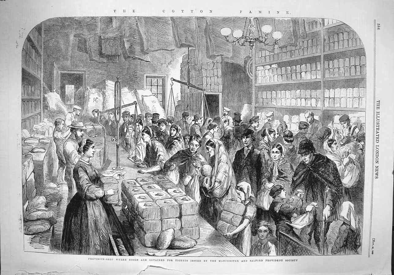 Old Antique Print 1862 Shop Tickets Manchester Salford Provident Society 19th