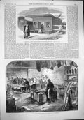 Original Old Antique Print 1862 Saviour Cabmen Shelter Manchester Cotton Famine
