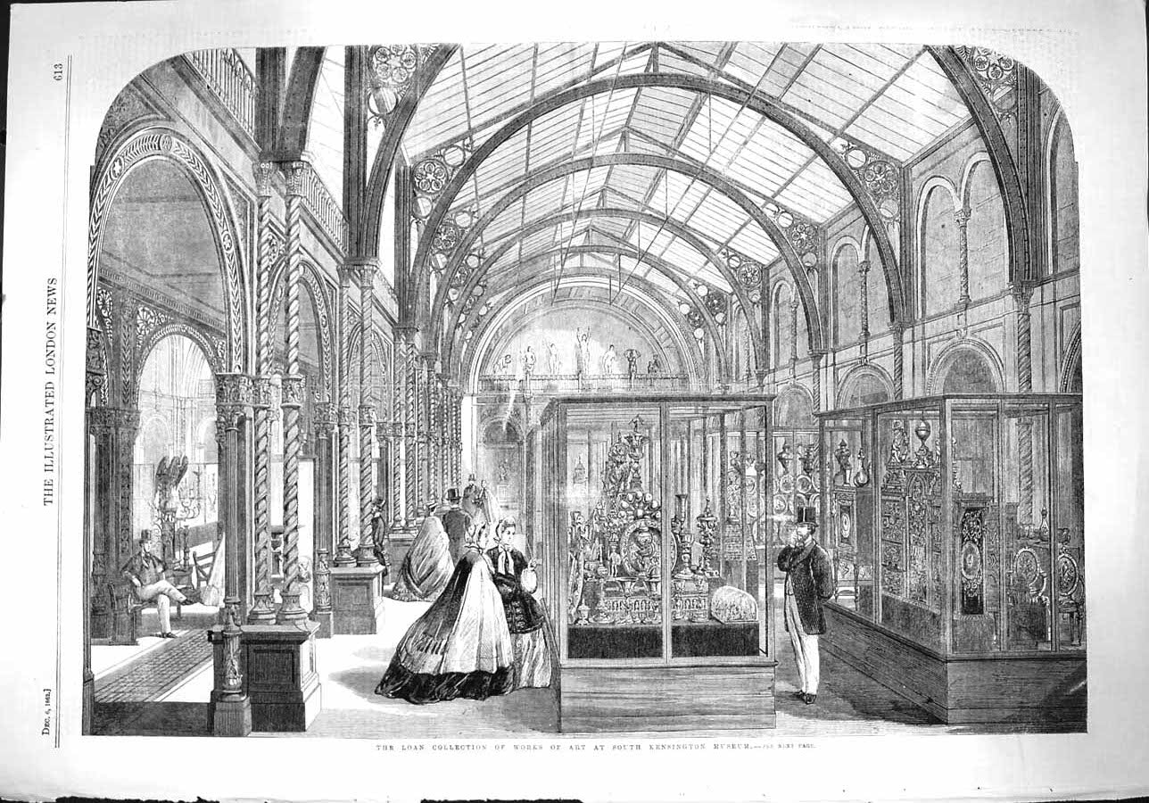 Original Old Antique Print 1862 Loan Collection Works Art Kensington Museum
