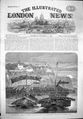 Original Old Antique Print 1862 Cotton India Ganges River Mirzapore Boats 19th