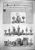Original Old Antique Print 1862 Loan Collection South Kensington Tankard Casket