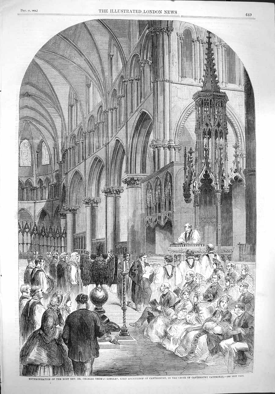 Old Antique Print 1862 Dr. Charles Thomas Longley Archbishop Canterbury 19th