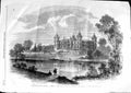 Original Old Antique Print 1863 Baron Rothschild Chateau Ferrieres Paris River