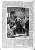 Original Old Antique Print 1863 Scene Mary Queen Scots Being Led Execution 19th