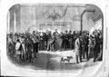 Original Old Antique Print 1863 Civil War America Claiming Exemption New York