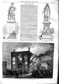 Original Old Antique Print 1863 Statue King Edward Robert Clayton Fire Chester