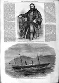 Old Antique Print 1863 Davoud Pacha Mount Lebanon Coonanbara Ship Table 19th