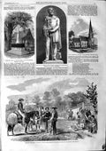 Original Old Antique Print 1863 Mexico Waller Tomb Statue Napier Church Nocton