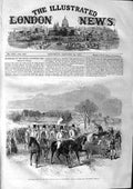 Original Old Antique Print 1863 Royal Meet Norfolk Hunt Snettisham Huntin 19th