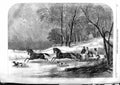 Original Old Antique Print 1863 Caribou Hunting New Brunswick Canada Sport 19th