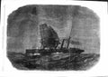 Original Old Antique Print 1863 Collision Steam Ship Liverpool Barque Anglesea