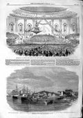 Original Old Antique Print 1863 War China Fungwha Fangchow Bridge Orphan School