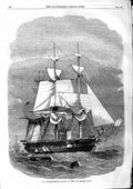 Original Old Antique Print 1863 H.M. Steam-Corvette Racoon 22 Guns War Ship
